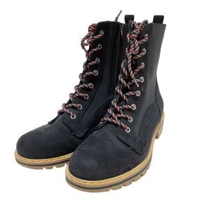 SM New York Combat Boots Womens 9 1/2M Lug Spruce Black Textile Upper Lace Up